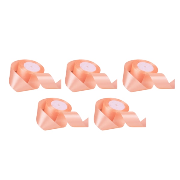5 rullar enfärgat band 4 cm dubbelsidigt satinband för DIY-hantverk presentförpackning champagne