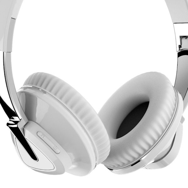 Bluetooth-headset, tung bas, stereo, bløde, komfortable trådløse Bluetooth-hovedtelefoner til computer, mobiltelefon, hvid