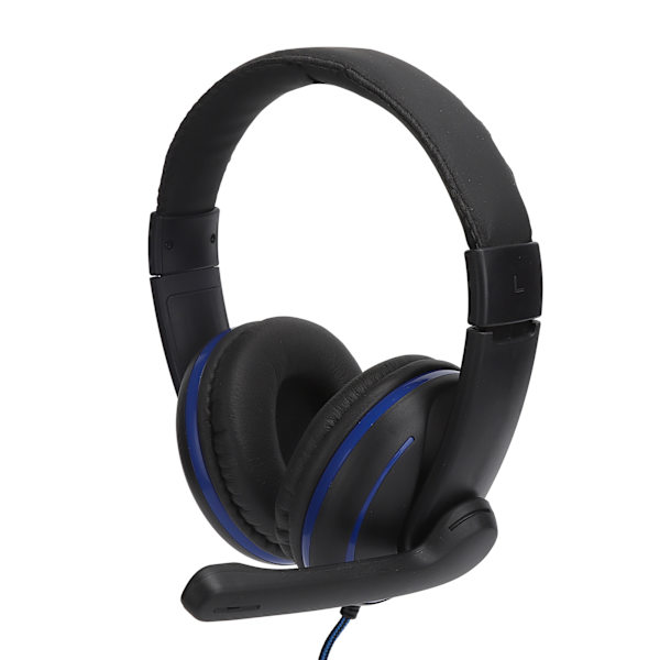 3,5 mm Gaming-hovedtelefoner med kabel og mikrofon til PS4, bærbar computer, mobiltelefon, sort + blå