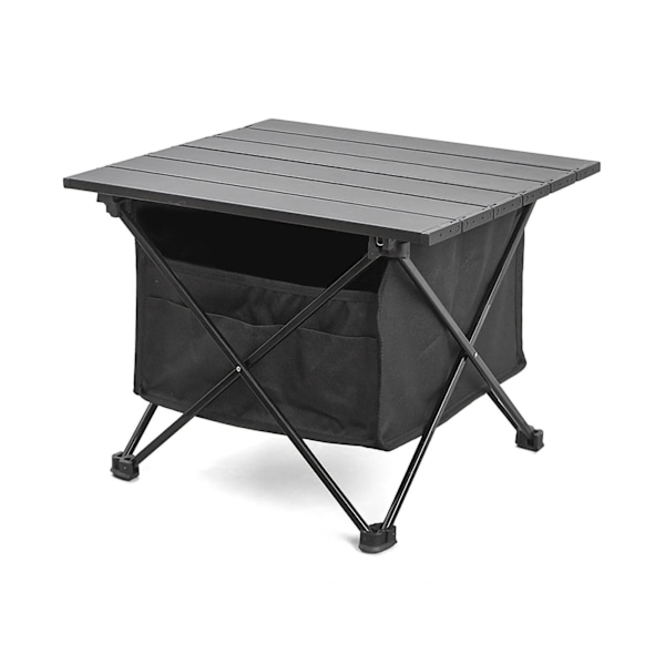 Udendørs Camping Bærbar Sammenklappelig Bord Aluminiumlegering Camping BBQ Gadeboder Sidebord Sort S med Opbevaringspose