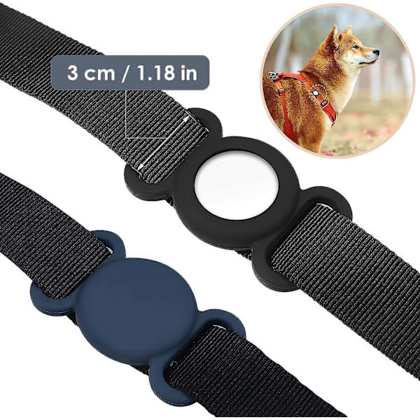 Midi Blå Airtag Hundehalsbånd - Beskyttende Silikonetui til GPS Tracker, Kompatibel med Apple Airtag - Sikkerhed mod tab
