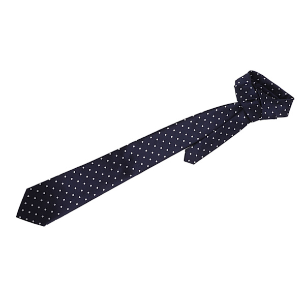 Set med slipsar för män i polyestergarn, klassisk slips med prickar, slipsklämma, manschettknappar, näsduk, affärsgåva i presentförpackning