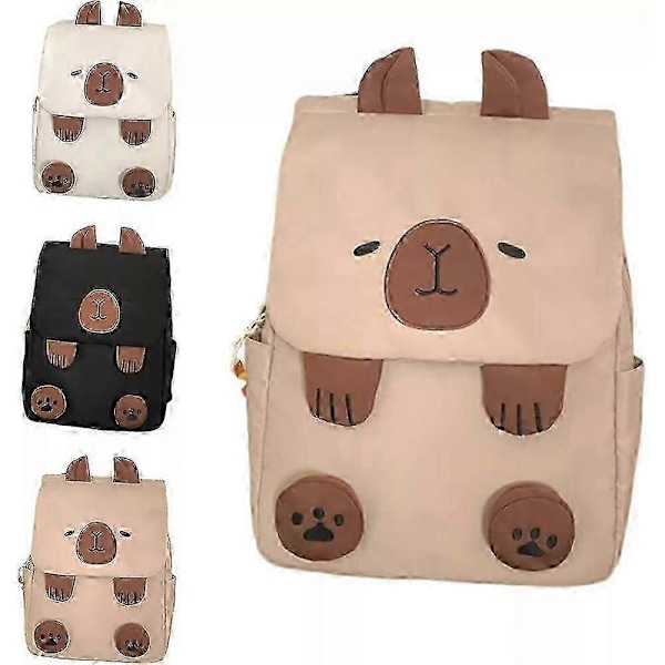 Capybara Ryggsekk, Kawaii Capybara Ryggsekk med Justerbare Stropper Hvit