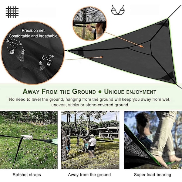 Luft Hammock til flere personer Trepunktsdesign Camping Hængekøje, Kan bære 300 pund, Velegnet til rejser Baghave Udendørs Have Camping -DGJR