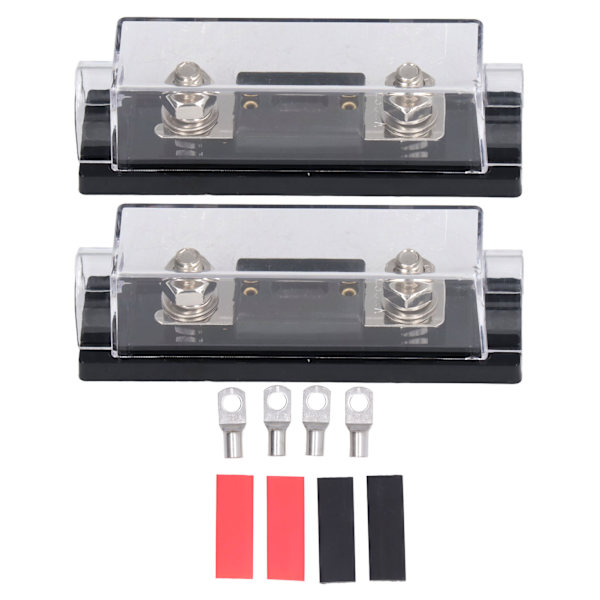 2-pack säkringshållare 300A 4-pack kopparringterminal 4-pack värmekrympbar slang Vattentät för bilstereo