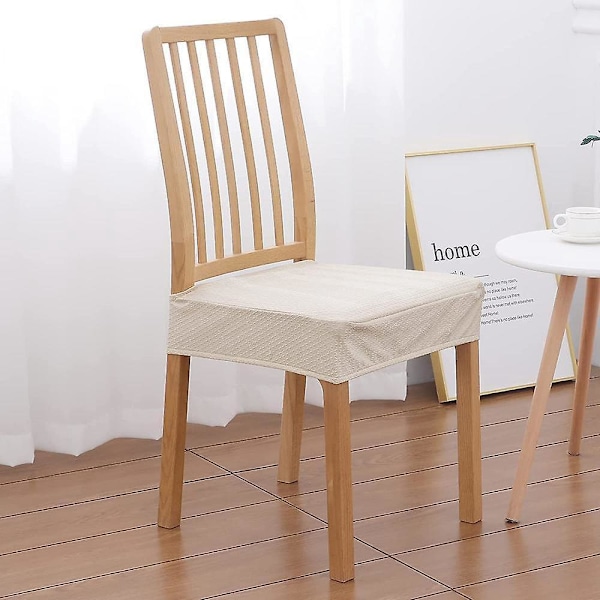 Avtagbar matstolöverdrag med hög stretch, tvättbar sitsöverdrag - Beige