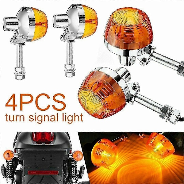 4 stk. Amber Chrome Bullet Blinklys Indikator kompatibel med Chopper