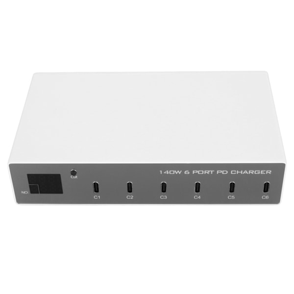 140W USB C-laddare, nätadapter, 6 portar PD-laddare, mobiltelefon, digital smart snabbladdningsstation för iPhone för Android-telefon 100-240V AU-kontakt