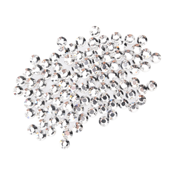100 kpl litteitä strass-timantteja, joissa on kaksi reikää, helppokäyttöisiä, koristeellisia DIY-osia koristeluun, 8 mm