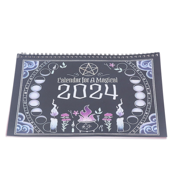 2024 Nyttårs kalender Tydelig merket Kontor Hjem Desktop Dekorasjon Ornament Svart