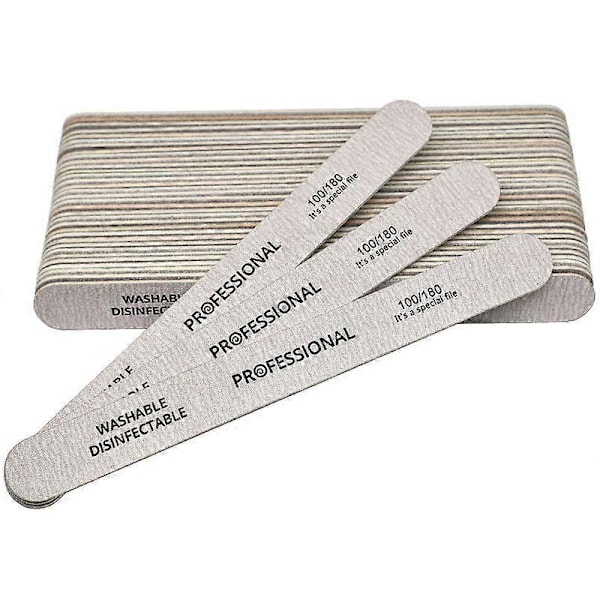 10 stk. Tre Negle Archos for Manikyr og Pedikyr 100/180 Regnbue Profesjonell Tykkelse for UV Gel Polymer Svart