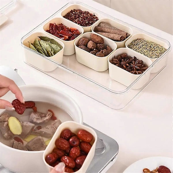 9 Fack Uppdelad Serveringsbricka med Lock Portabel Snacksbox