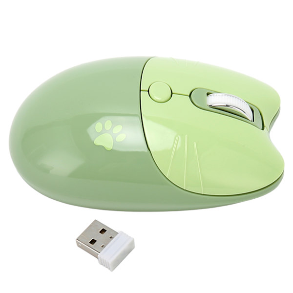 Trådløs mus BT5.1 eller 2,4 GHz Silent Click Justerbar DPI Auto Sleep Office Mouse for Girl Working Family School Cafe Green