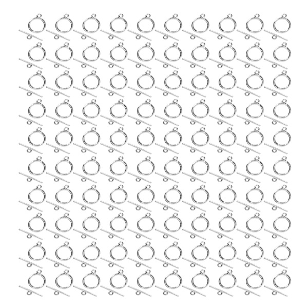 100 set med växelslås i legering 2 mm OT-spänne DIY-smyckestillverkningstillbehör för halsband armbandSilver