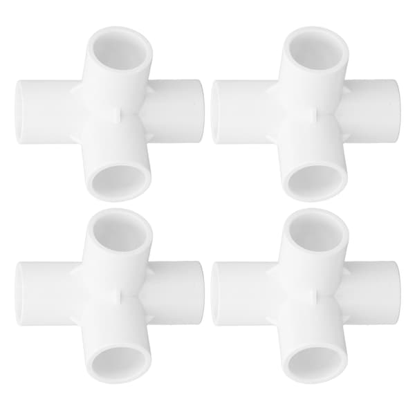 10 stk. 4-vejs PVC-fittings albue rørforbindelse 25 mm udløbssæt til møbelforbindelse hvid