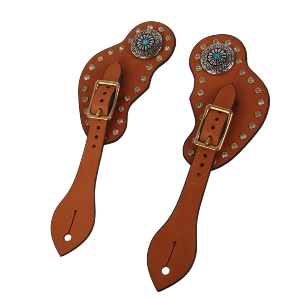 1 Pair Spur Strap Western Retro Horse Spur Strap with Buckle for Horse Training Protective Equipment Brown