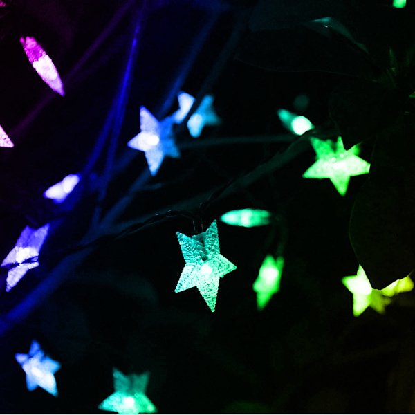 Solar Star String Lights Outdoor Aurinkoenergialla toimivat valot Tuikkivat keijuvalot puutarhan nurmikolle patiolle maisema Joululomakoristeet
