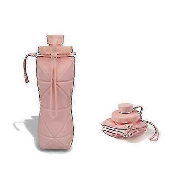 600ml Vikbar Silikon Vattenflaska Sportvattenflaska Rosa