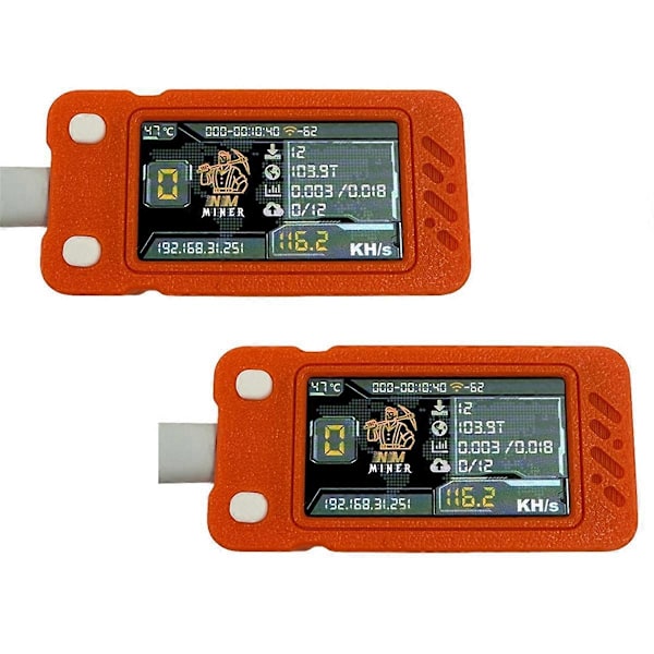 2 st Uppgraderad Nerdminer Miner 117KH/S med Färgskärm Mini BTC Orange
