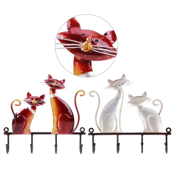 Cat Shape Vägg Krok Rack Kappa Hatt Vägghängare Hållare Vintage Home Office Ornaments