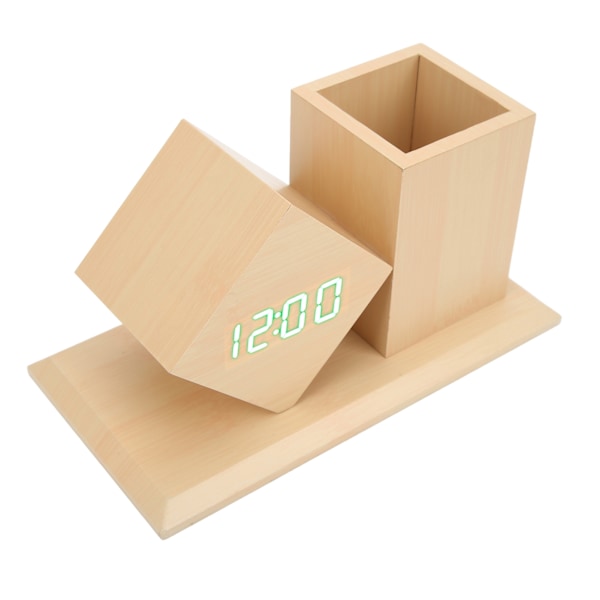 Pen Holder Alarm Clock Pen Holder Design Grønt Lys Temperatur Display Enkel Stil Holdbar Trygg LED Klokke