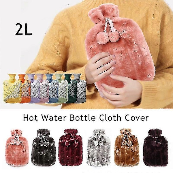 Vinter Faux Fur Gummi Varm Børne 2 Liter Hånd Fod Varmer Solid Husholdnings Vandpose DGZD rosarød