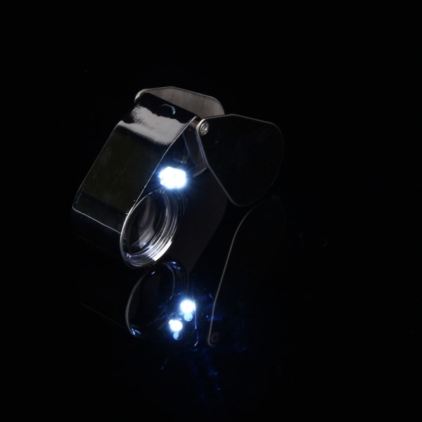 40X LED smycken vikbar lupp med förstoringsglas med box Juvelerare ögonlupp för bedömningsverktyg