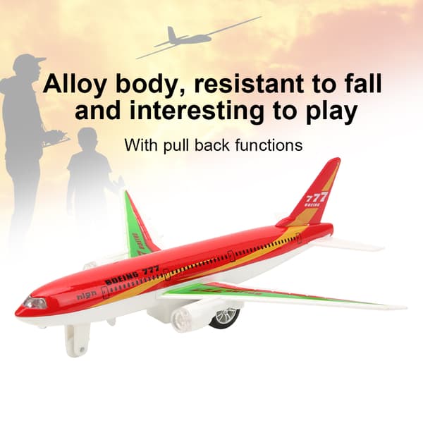 Miniatyrflygplanmodell i legering, elektronisk, drag-tillbaka-flygplan, leksakspresent för barn (Röd)
