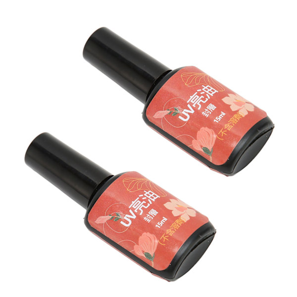 2 stk. 15 ml neglelak top coat transparent slidstærk ridsefast lækagesikker top coat til neglelak