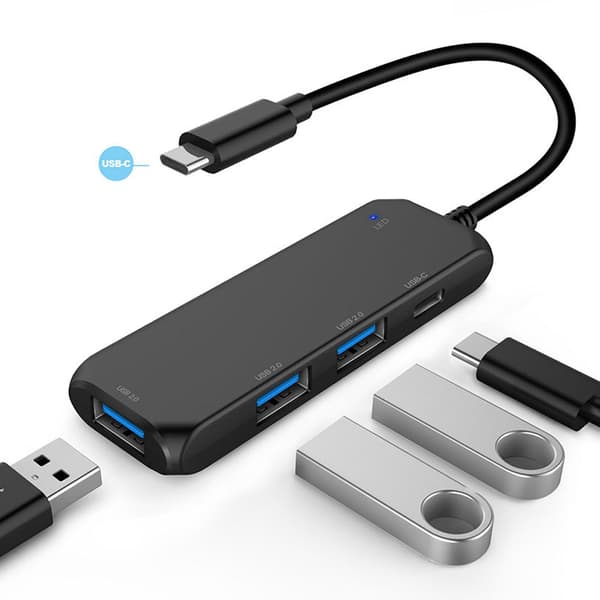 USB Hub Multi 4 Portars Splitter Expansionskabel Adapter Ultra Snabb Laptop PC Typ C 2.0