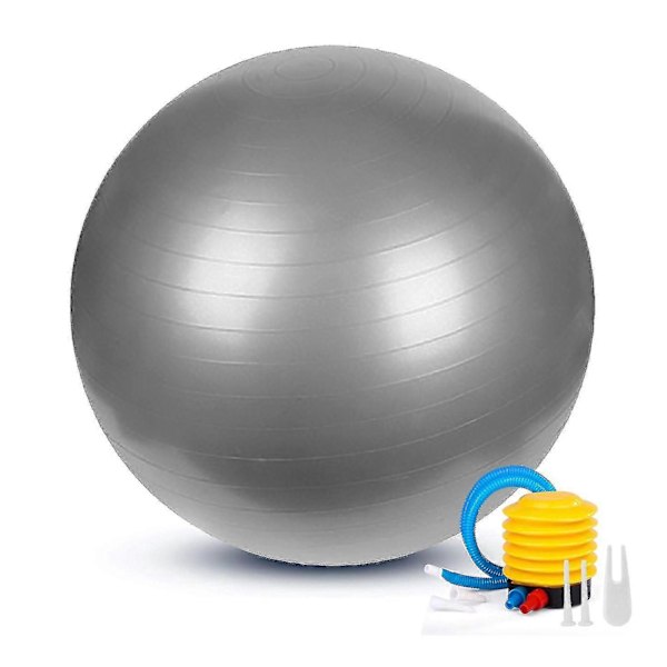 Trænings Gymnastikbold Anti-burst Pilates Yoga Core Fødsels Træning Med Pumpe Sølv 85 cm