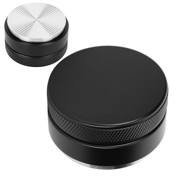 Höjdjusterbar kaffedistributör i rostfritt stål med halkfri gängbas, kaffeaccessoar (58 mm svart gängbas)