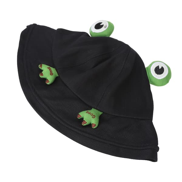 Bomuldsbøllehat Unisex Trendy UV-beskyttelse Bred skygge Dyreform Justerbar Sommer Strandhat Sort