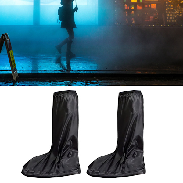 PVC Regnsko Trekk Vanntett Lett Antiskli Høy Galosjer Svart 40cm Mid Calf