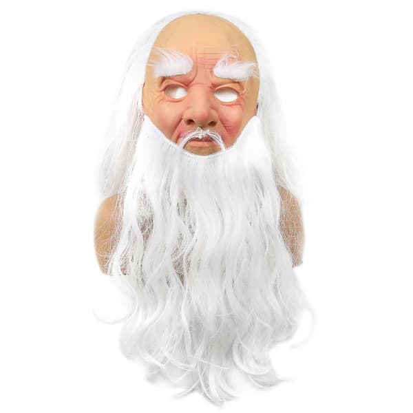 Jul Hvit Skjegg Gammel Mann Hodeplagg Kostymefest Cosplay Latex Hodeplagg