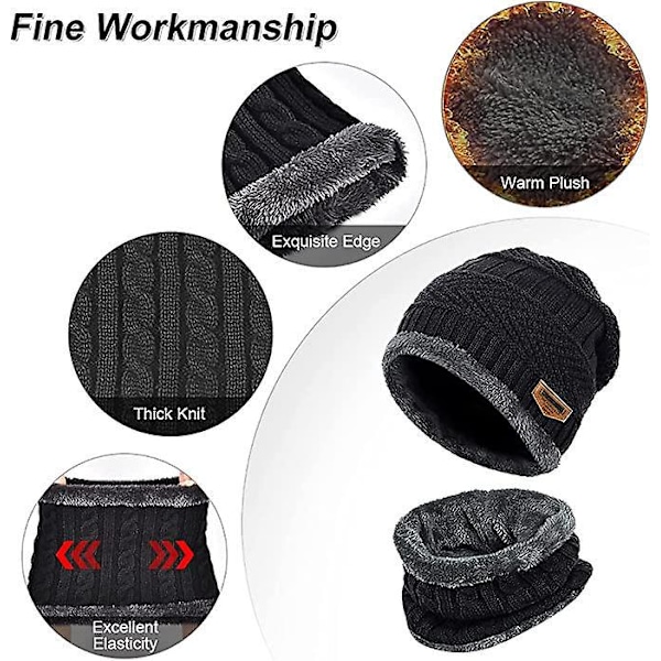 Vintermössa Halsduk Set Handskar - Unisex Paket Hatt Vantar Pekskärm Stickad Fleece Vinter Varm Anti Kall Skidåkning Kroppsbyggning Cykling Motorcykel Mtb Utomhus