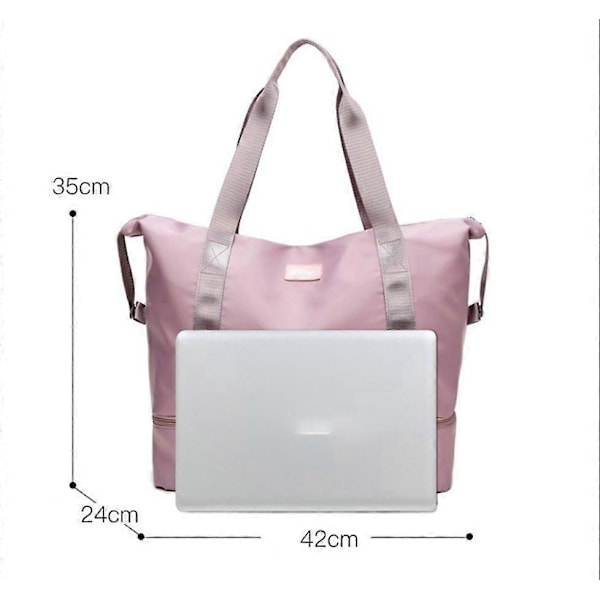 Lilla Farve Letvægts Foldbar Rejsetaske Duffel Bag med Skorum Bærbar Bagage Stor Størrelse Kabinekuffert Weekendtaske Strandtaske Vandtæt