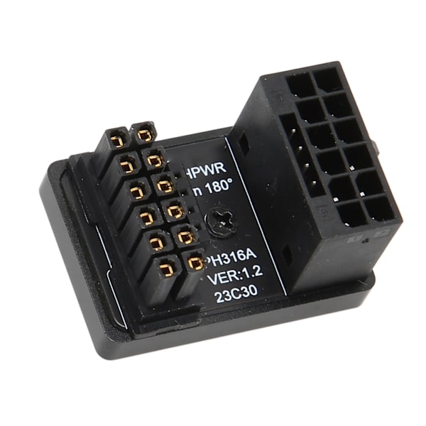 GPU PCIe-stik 600W 12V HPWR 16P til 16P han til hun 180 grader GPU-strømadapterkort til stationær computer PH316 sort