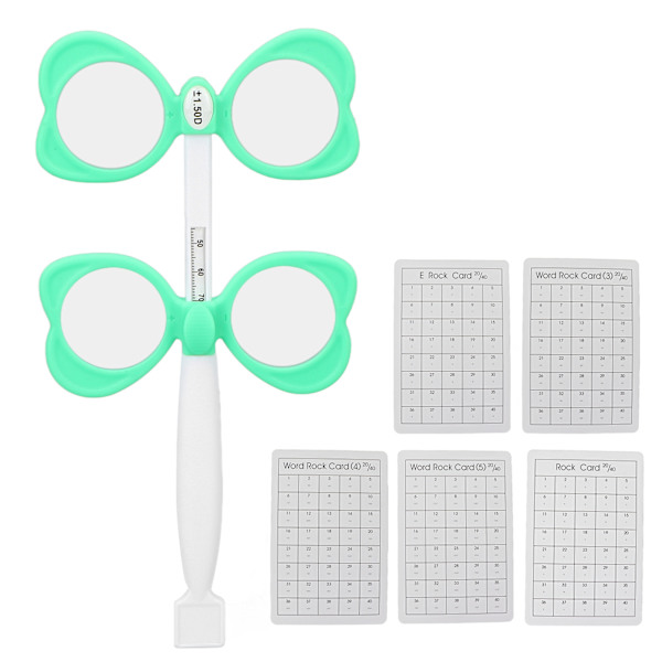 Optisk Flipper Grønn Optometri Plastic Flip-linse med 5 synstestkort for nærsynstest ±150
