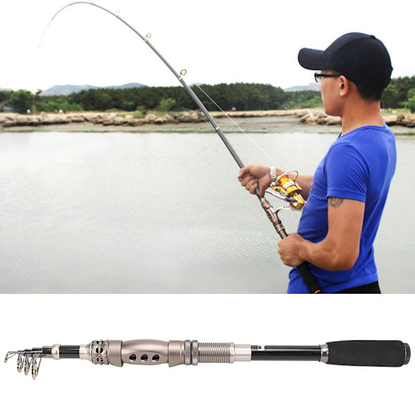 Bærbart Carbon Baitcasting Teleskopisk fiskestang Stangsnelleutstyr tilbehør1,8 m / 5,9 fot Carbon fiskestang