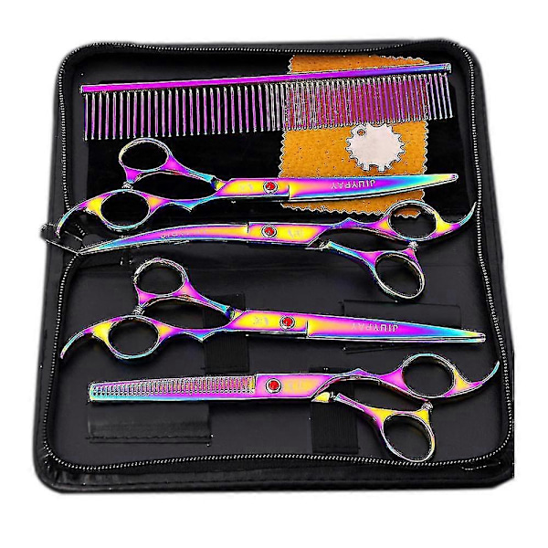 4st/set Professionell Salong Frisörsax Frisörsaxar Klippverktyg Kit 7.0 tum zd EQ färgstark