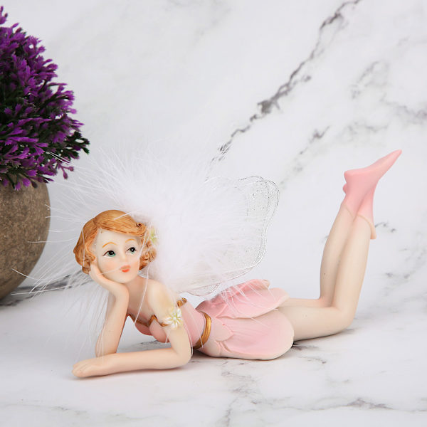 Blomsterfe Figur Skjønnhetsengel Miniatyr Statue Hjem Harpiks Dekorasjon Barn Bursdagsgave