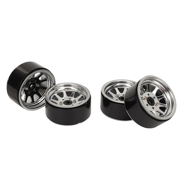 4PCS RC Hjulnav Set Zinklegering Stål Universal 1,9 Tum 10 Fälgar RC Crawler Bilhjulnav för Axial SCX10 II III Silver