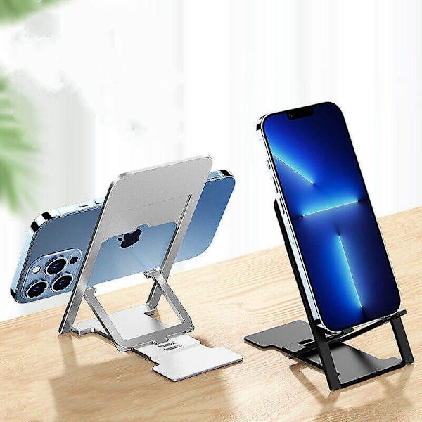 Bærbar Foldbar Telefonholder 3 Dele Justerbar Aluminium Skrivebords Holder Metal Mobiltelefon Stativ