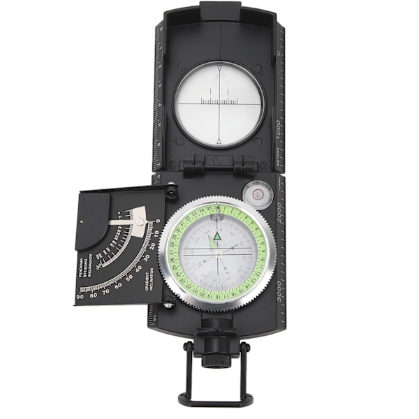 Svart multifunksjonskompass - Multifunksjonskompass med nøyaktig kompass med skala, klinometer, glødende kompass