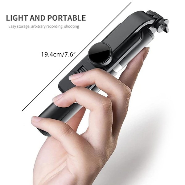 6 i 1 trådløs Bluetooth Selfie Stick med fylllys Trådløs Bluetooth Foldable Mini Tripod 360° roterende telefonholder