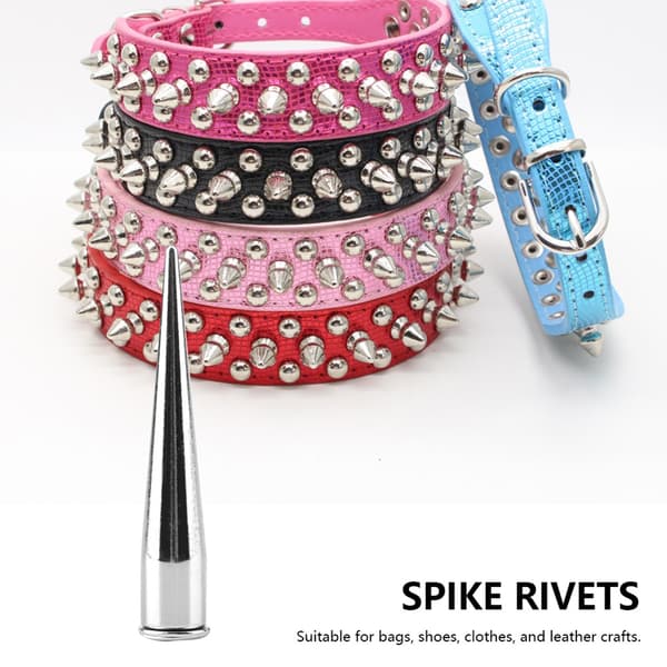 Metal Spike Nitter og Pynt - 7mm - 10 Sæt - Skrue Bagside - DIY Læderhåndværk Sølv