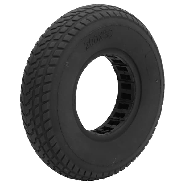 200x50mm Eksplosjonssikkert solid dekk Gummihjul Hul ut demping for elektrisk sparkesykkel (Svart)