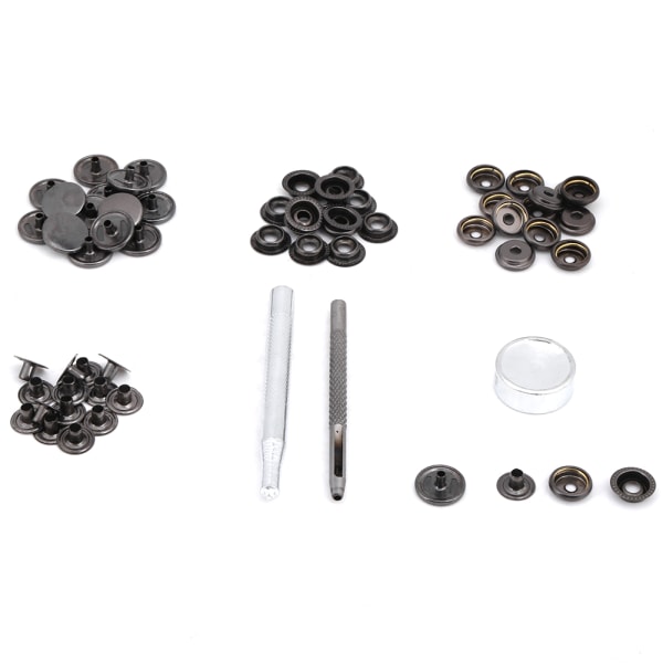 Metal trykknapper med trykknapper til reparation af lædertøjsjakke (sort nikkel 3 stk værktøj)