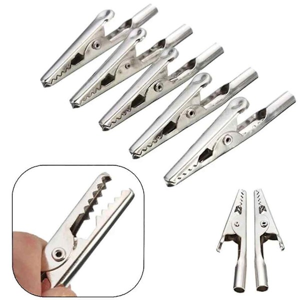 Metallkrokodilklämmor - 10-pack, 2 tum Silver Batteritestklämma, Kabelklämma